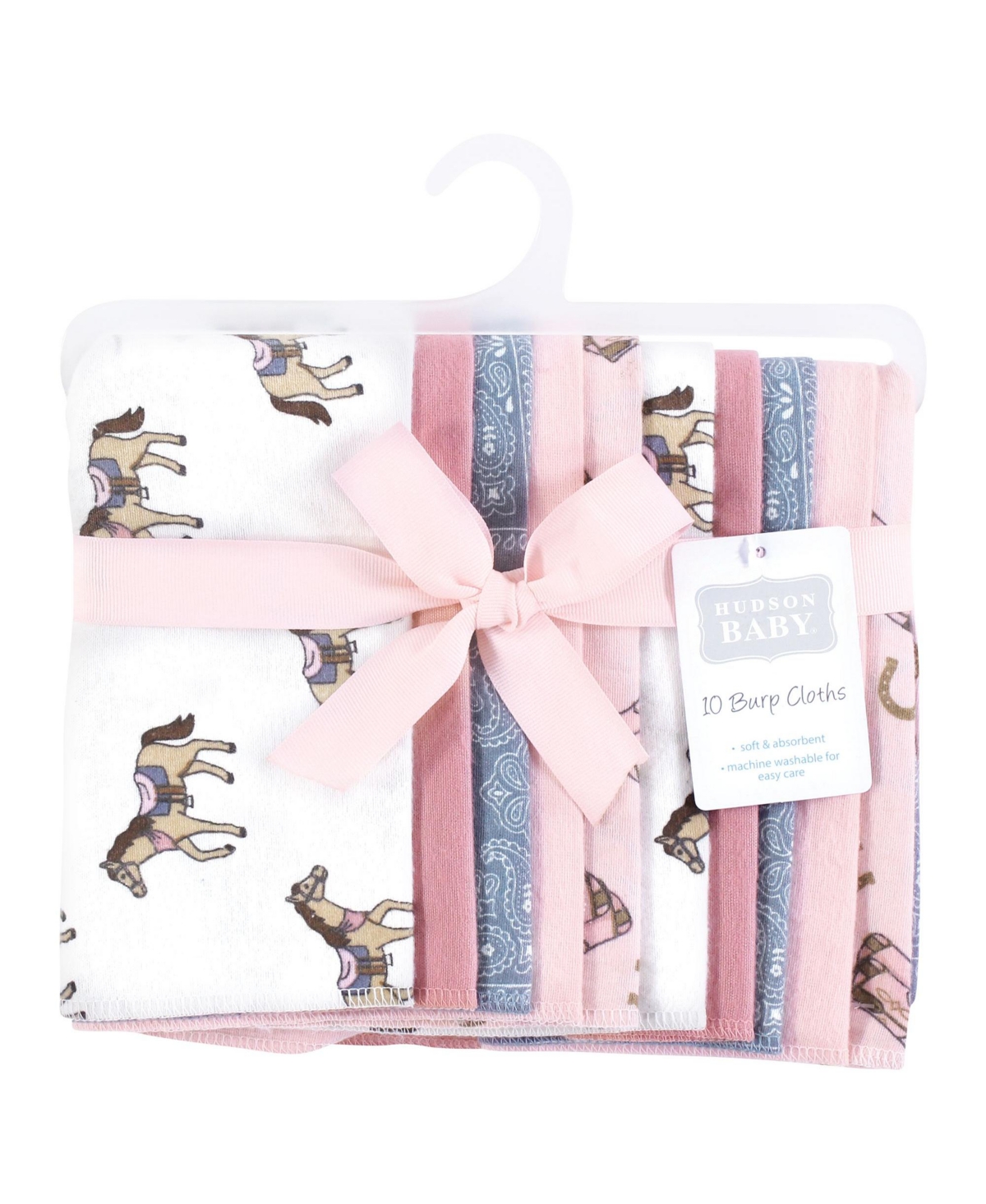 Hudson Baby Girls Cotton Flannel Burp Cloths 10-Pack, One Size - Cowgirl
