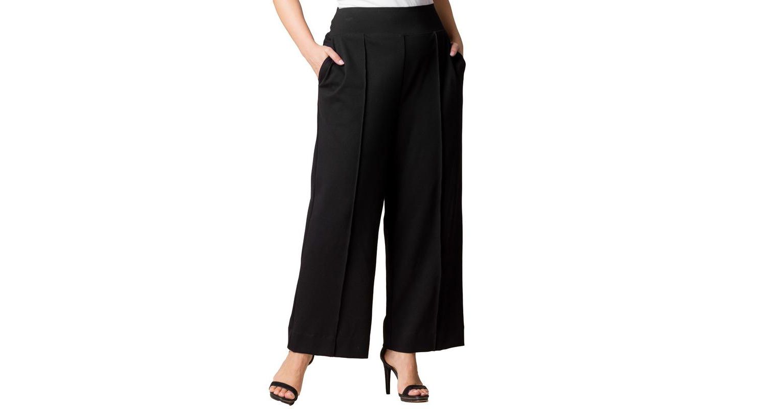 Plus Size Polished Ponte Wide Leg Pants