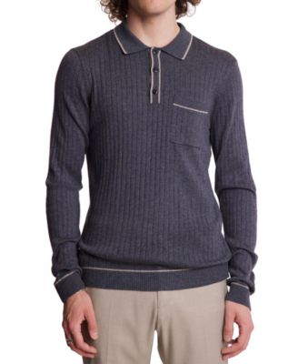 Paisley & Gray - Men's Slim Fit Long Sleeve Tipped Polo Sweater