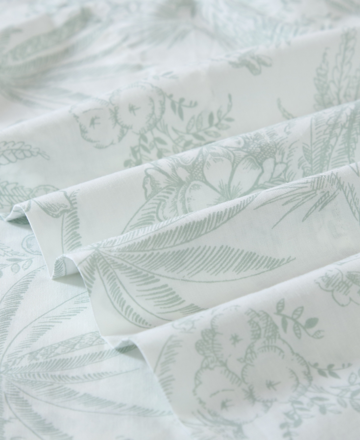 Tommy Bahama Cotton Percale 4 Piece Sheet Set, Queen In Pen And Ink Palm
