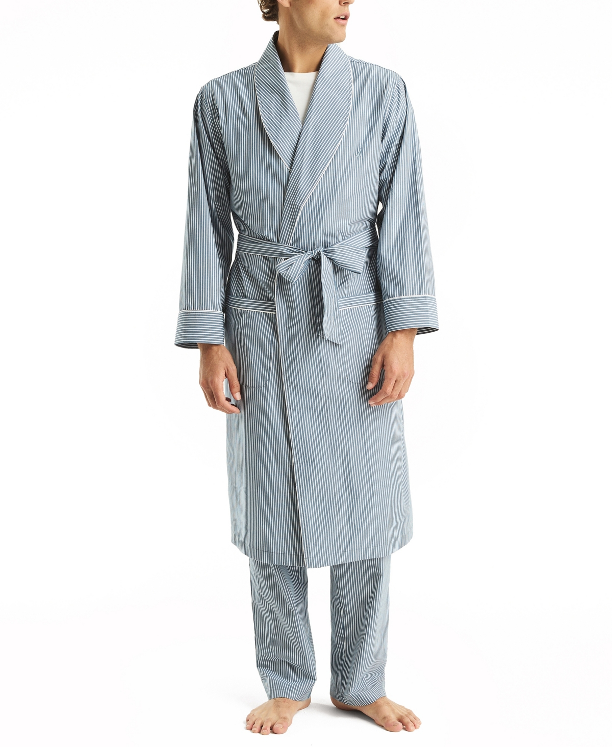 NAUTICA MEN'S CRAFTED STRIPED ROBE 