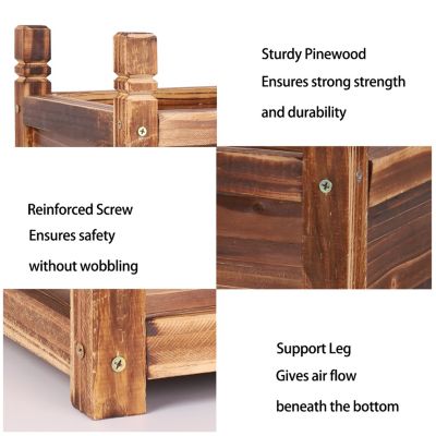 Wood Planter Box Outdoor Garden Rectangular Planter Flowers Box Raised Bed