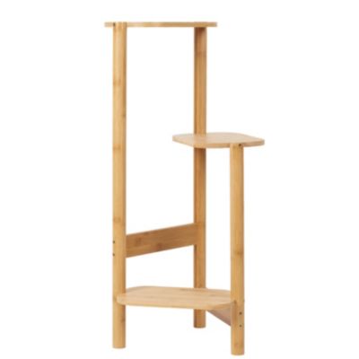 3 Tier Bamboo Wood Tall Corner Plant Rack Garden Flower Pot Holder for Balcony