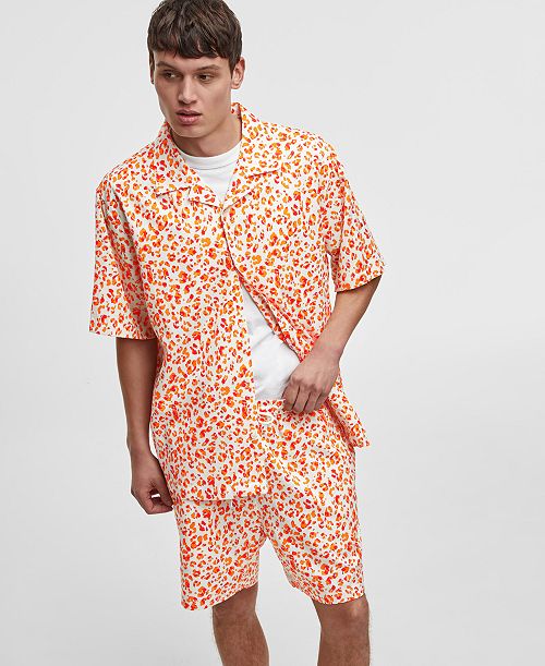 alfani Mode of One Men's Leopard Spots Short-Sleeve Button-Front Camp Shirt Exclusively at Macy's Men's Fashion & Accessories