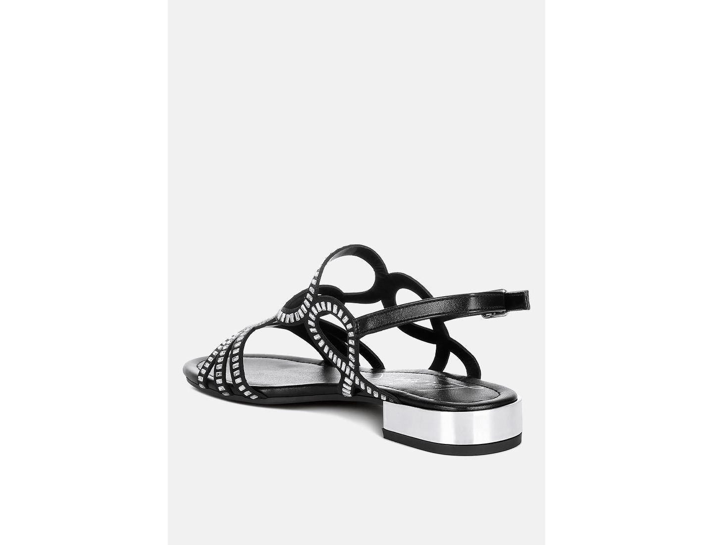 Женские сандалии London Rag Jisters Cut Out Detail Rhinestone Flat, цвет: Чёрный — фото 2