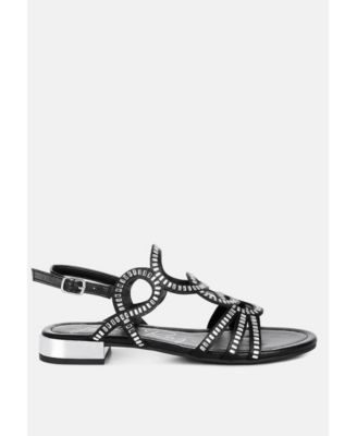 Womens Jisters Cut Out Detail Rhinestone Flat s Sandals