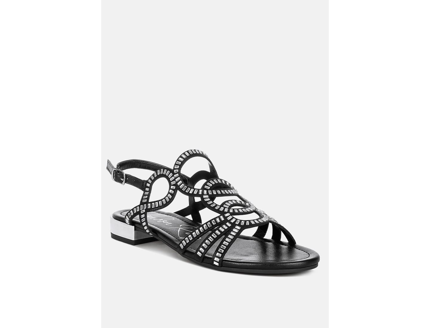 Женские сандалии London Rag Jisters Cut Out Detail Rhinestone Flat, цвет: Чёрный — фото 1