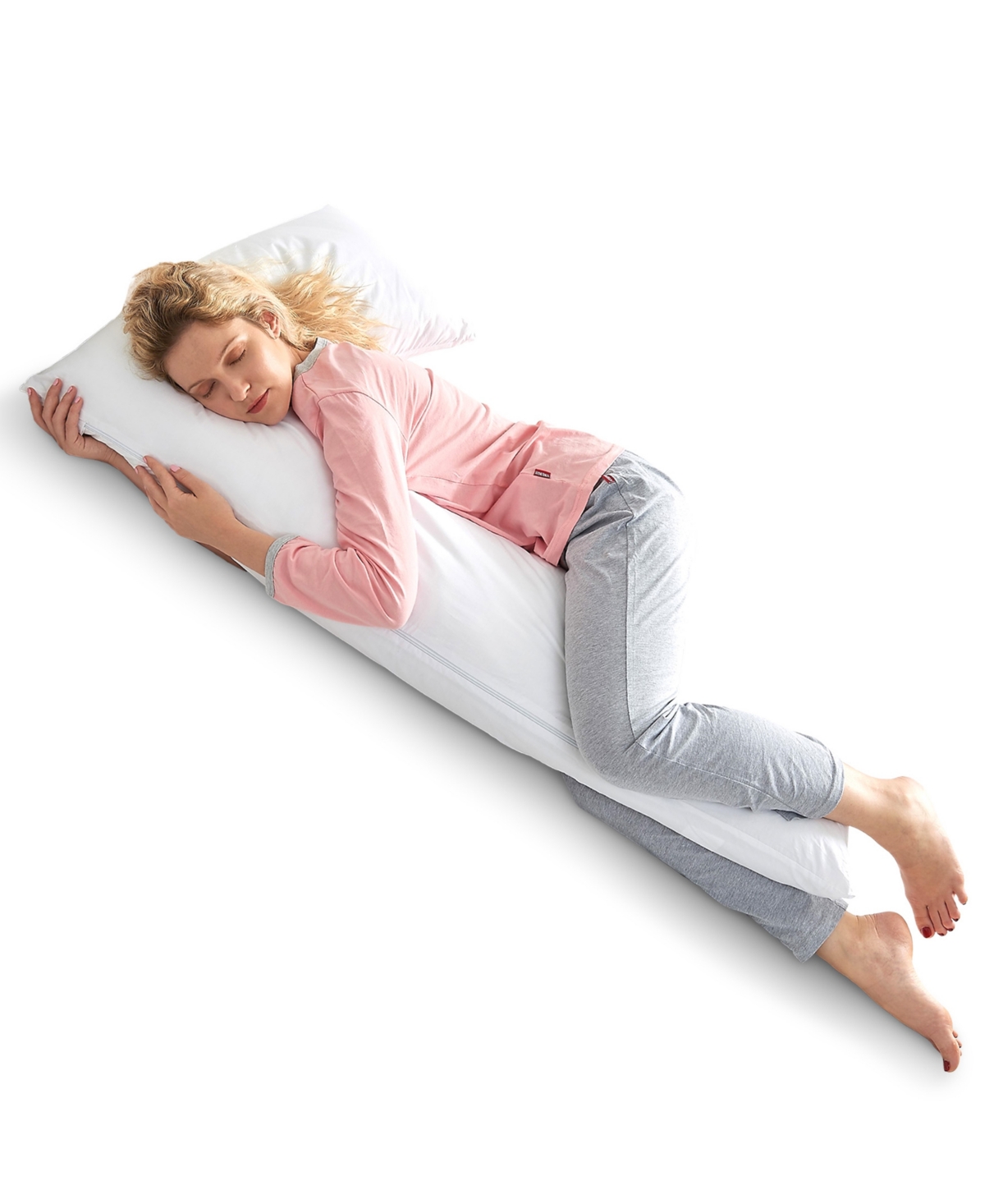 Cheer Collection Natural Kapok L Shape Pillow, 54" X 28" In White