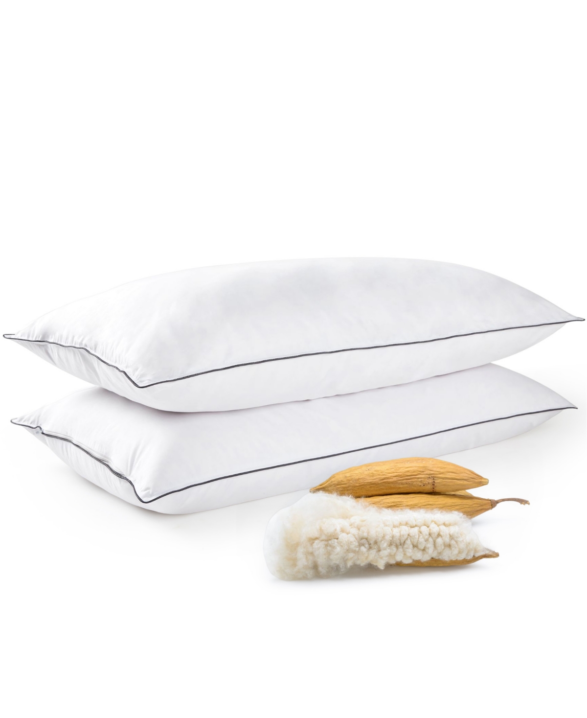 Cheer Collection Soft And Silky Cotton Kapok 2-pack Pillows, King In White