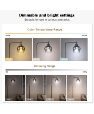 Modern 64-Inch Industrial Floor Lamp with Gradient Black Glass Shades, 8W Dimmable LED Edison Bulb, Foot Pedal & Remote Control, Warm White 3000K Ambiance for Living Room & Bedroom