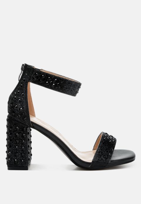 Женские сандалии London Rag Cady Rhinestones And Sequins Block Sandals Women, цвет: Чёрный