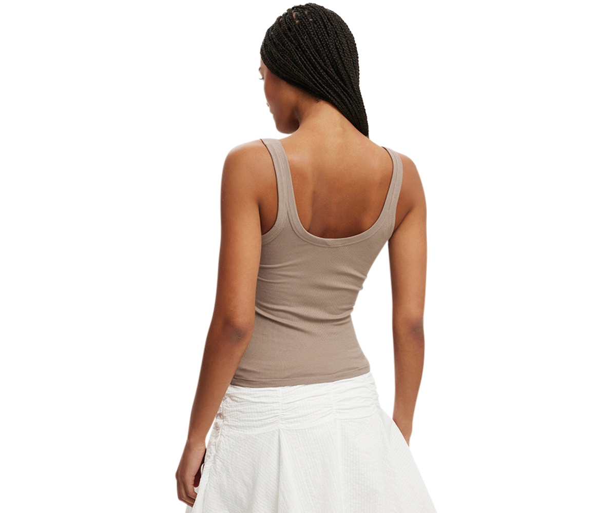 Cotton On Women's Staple Rib Double Scoop Tank