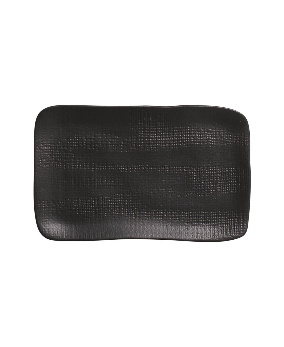 Porto Brasil 10.63" Stoneware Medium Rectangular Juta Platters, Set Of 4 In Matte Black