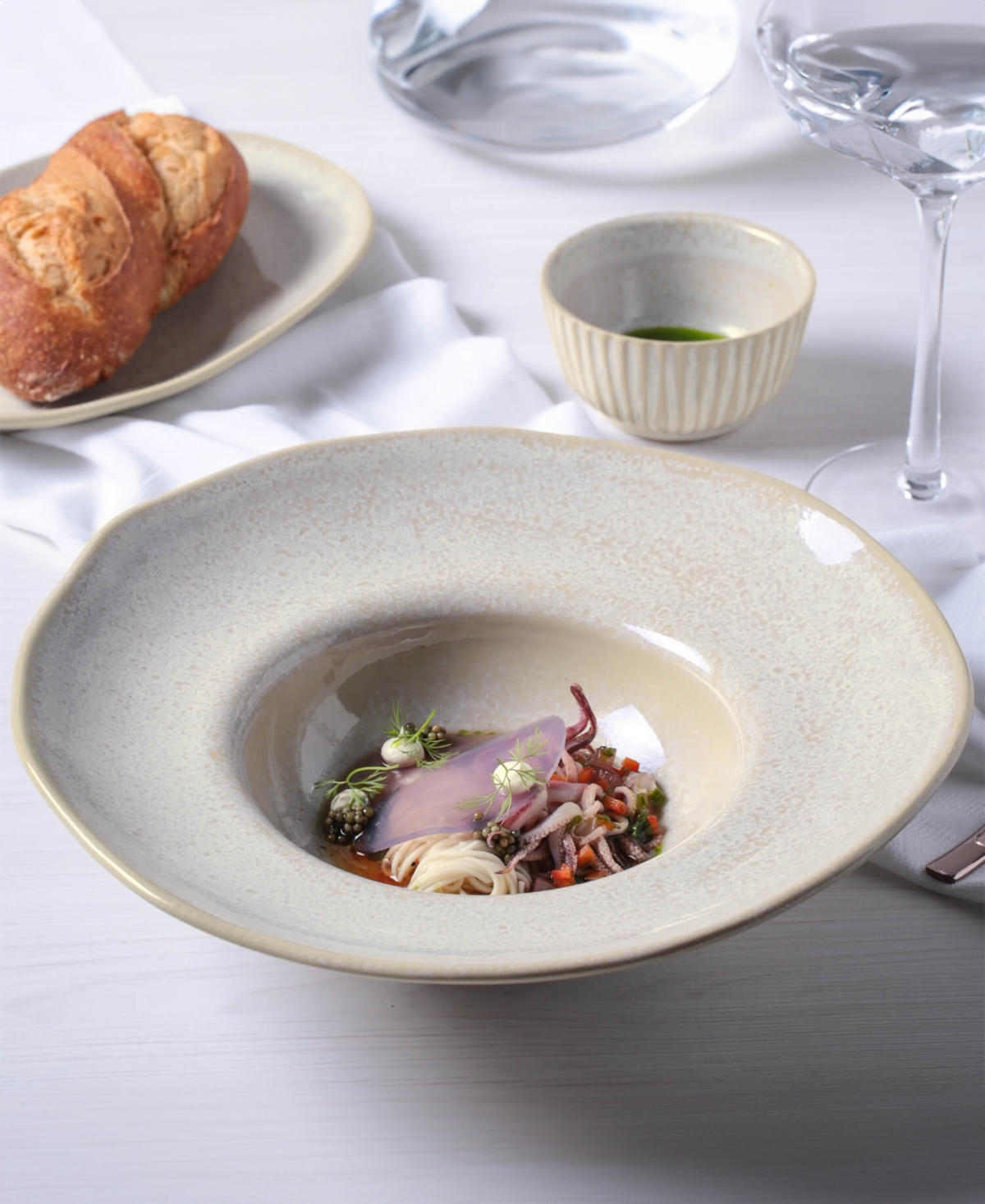 Porto Brasil 11.02" Stoneware Deep Rim Plates, Set Of 4 In Latte