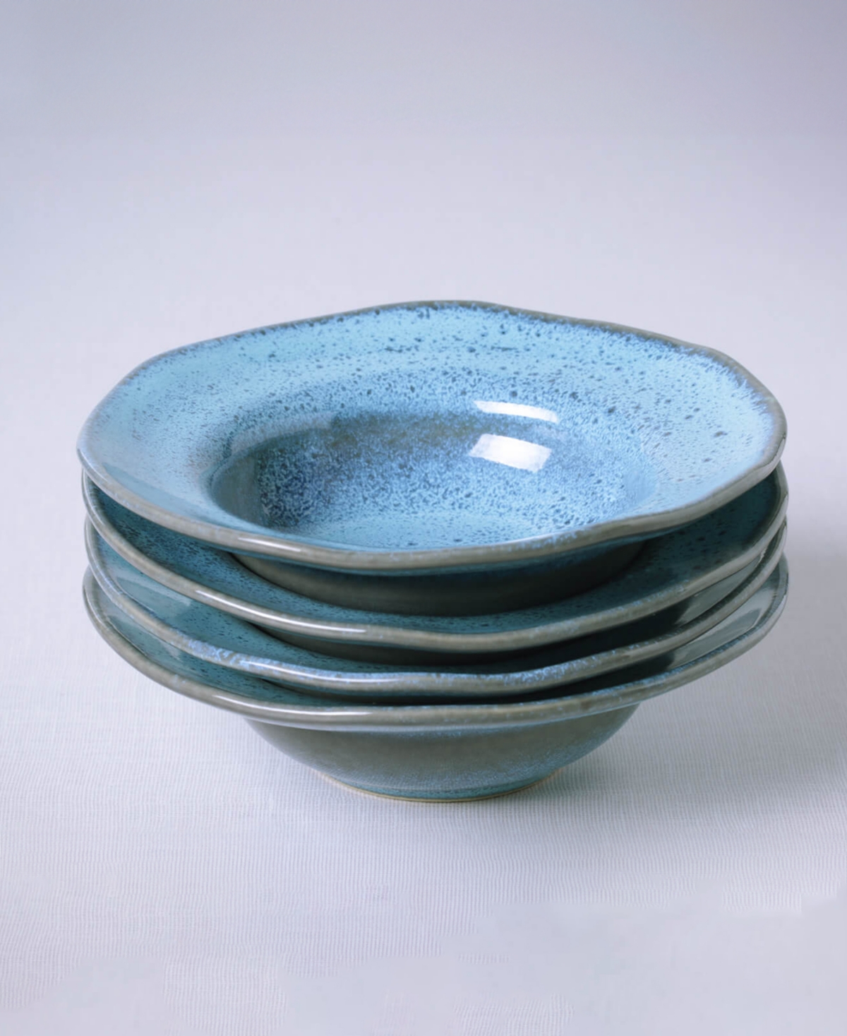 Porto Brasil Stoneware Deep Rim Dessert Plates, Set Of 4 In Breeze