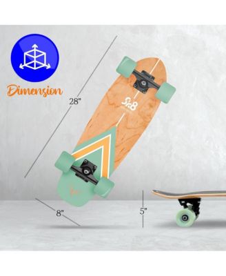 Canadian Maple Deck Skateboard, Mini Cruiser, Designed for Kids, Teens, and Adults, Green