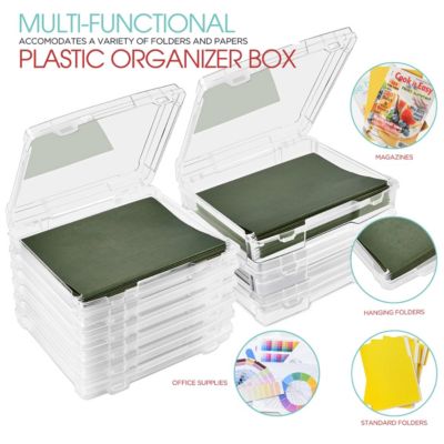 9-Piece Variety Pack Hanging File Organizer Bin Clear Plastic Stackable for Document Storage