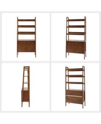 Augusto Mid-century Modern 76'' H x 36'' W Solid Wood Ladder Bookcase with Solid Wood Legs