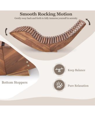 2 PCS Outdoor Acacia Wood Rocking Chair with Widened Slatted Seat and High Back