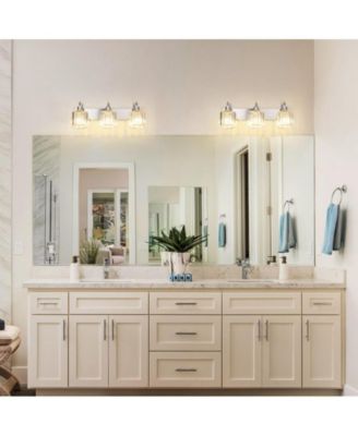 LED Modern Crystal Bathroom Vanity Lights Over Mirror, Chrome Bathroom Light Fixtures Wall Light (3-Light)