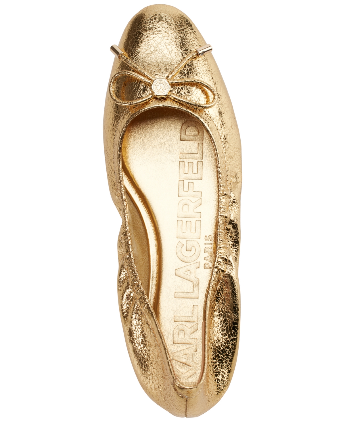 Karl Lagerfeld Paris Velma Metallic Ballet Flat In Gold