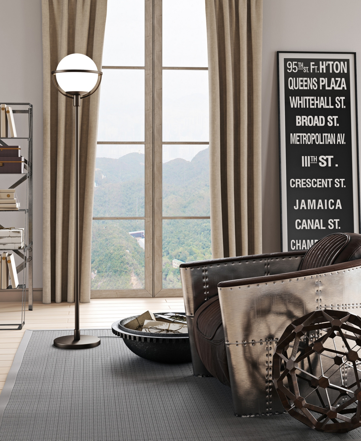 Hudson & Canal 68.5" Metal Cieonna Globe & Stem Floor Lamp In Blackened Bronze