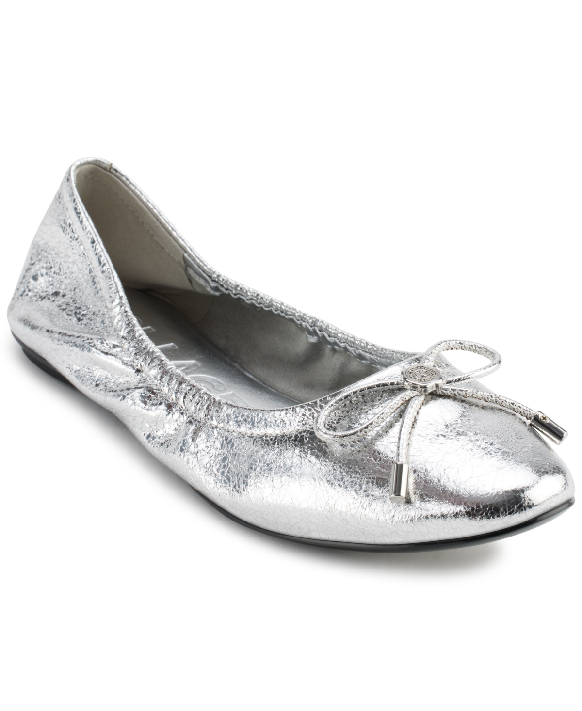 Karl Lagerfeld Paris Velma Metallic Ballet Flat In Silver