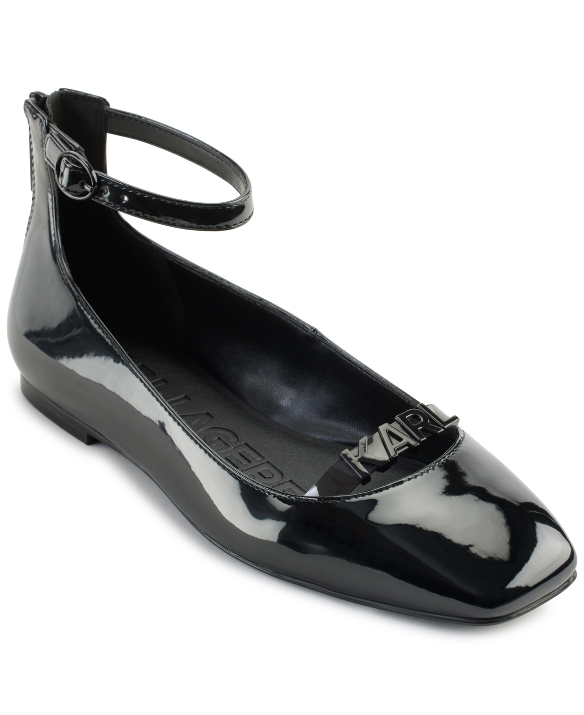 Karl Lagerfeld Paris Zyvia Ankle Strap Flat In Black,smoke