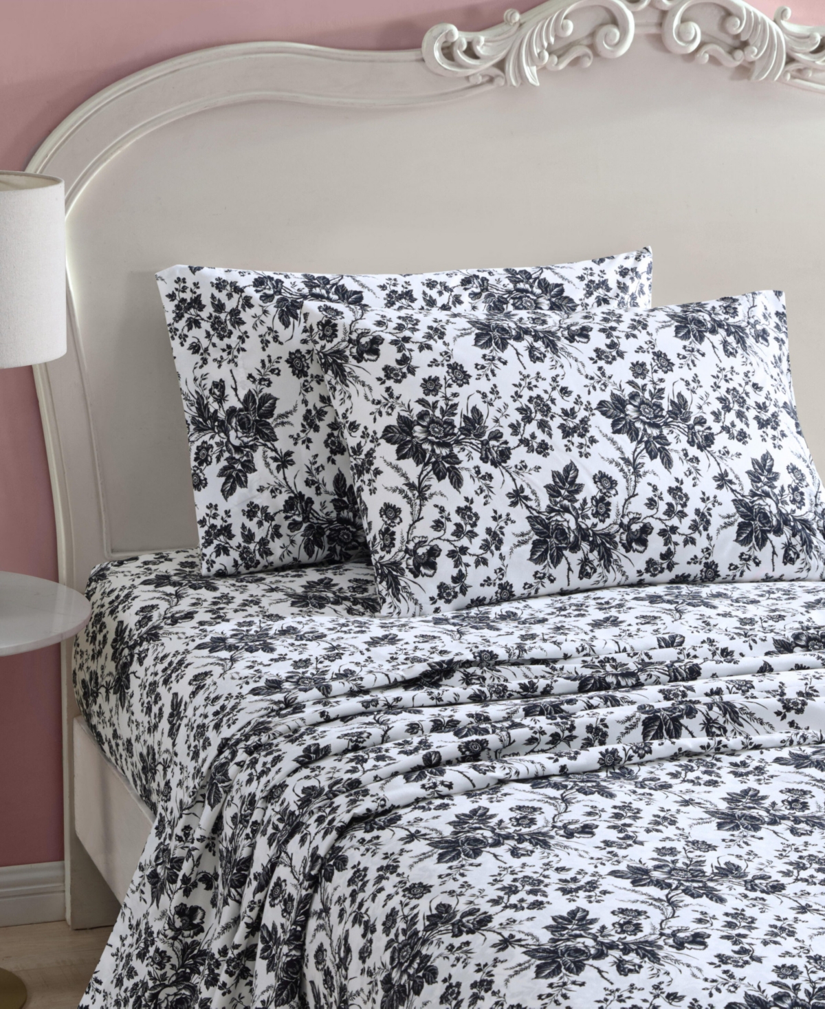 Shop Betsey Johnson Printed Microfiber 3 Piece Sheet Set, Twin In Black Toile