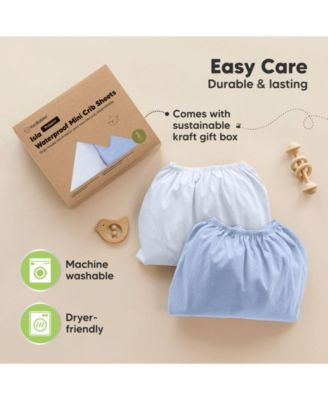 2pk Isla Waterproof Mini Crib Sheets for Boy, Girl, Soft Pack and Play Sheets for Graco Pack and Play Mattress
