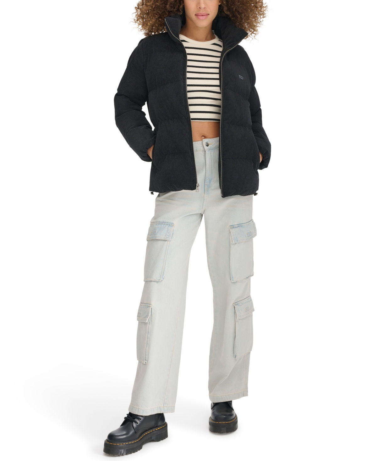 Levi's Women's Corduroy Bubble Puffer Jacket In Black
