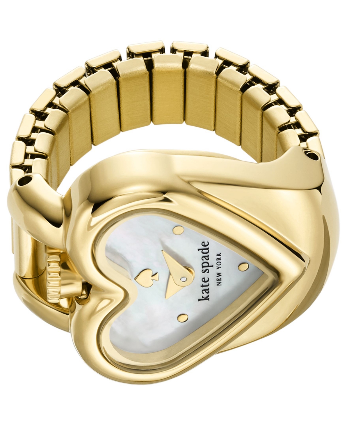 Kate Spade Women's Monroe Heart Three-hand Gold-tone Stainless Steel Ring Watch, 22mm In Gold-tone