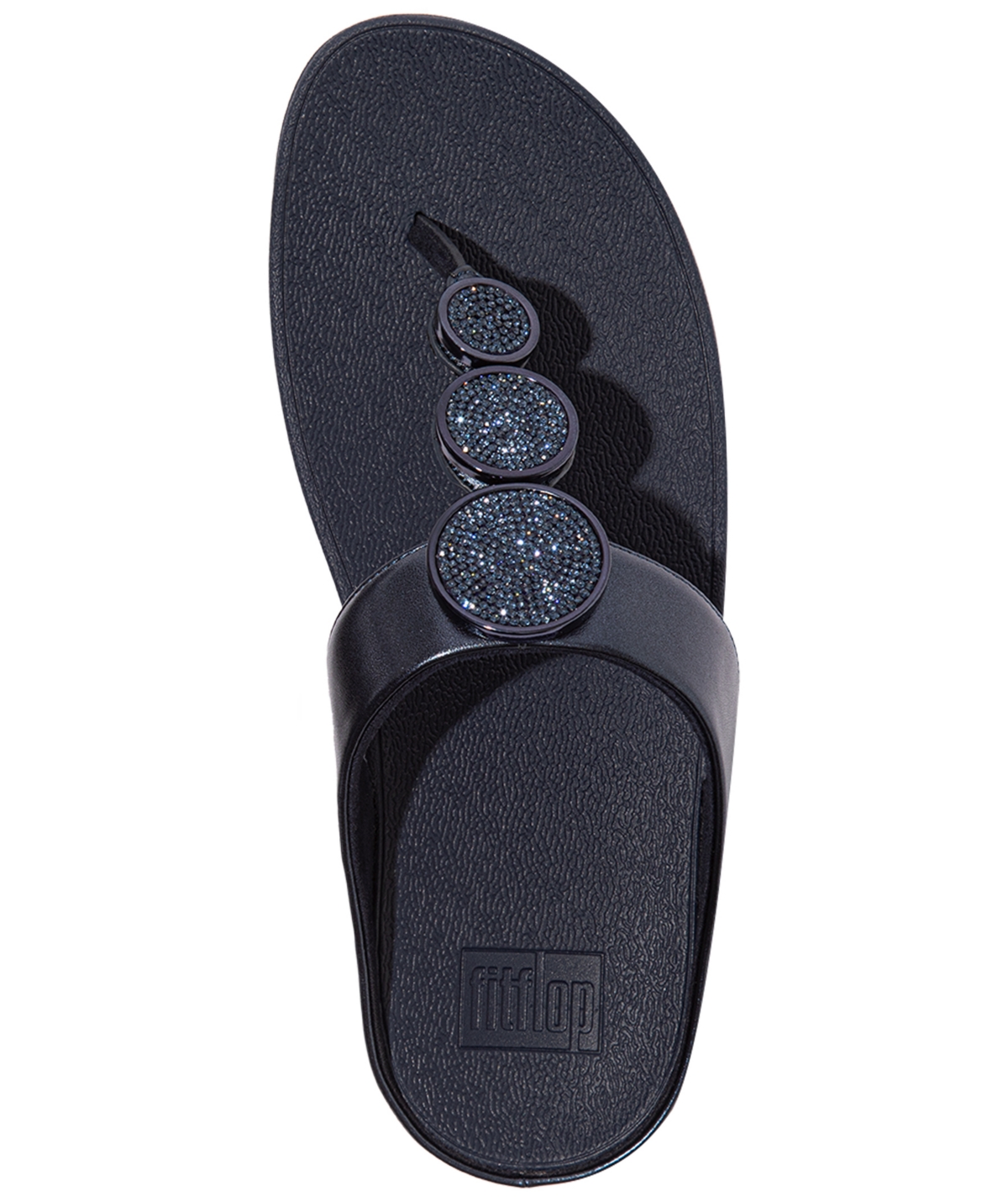 Fitflop Halo Platform Wedge Flip Flop In Metallic Midnight Navy