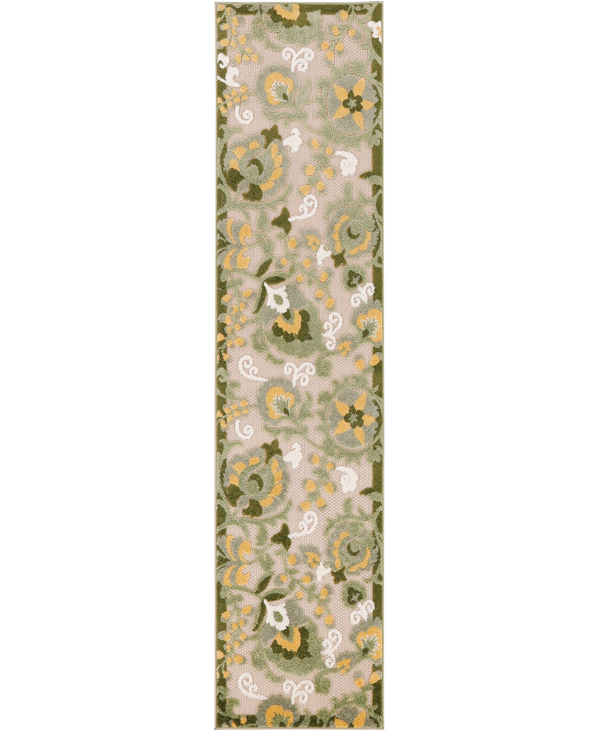 Nourison Home Aloha Alh17 2'3"x8' Runner Area Rug In Ivory,green