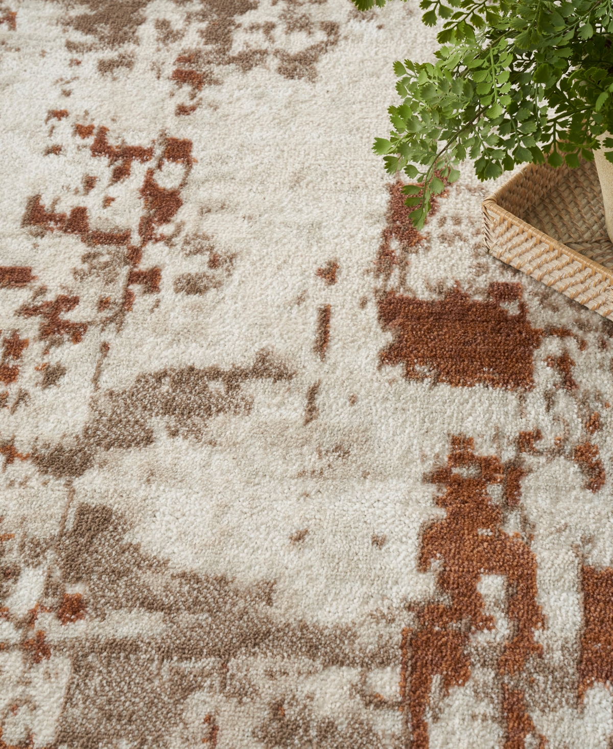 Nourison Home Quarry Qua01 7'10"x9'10" Area Rug In Ivory,rust
