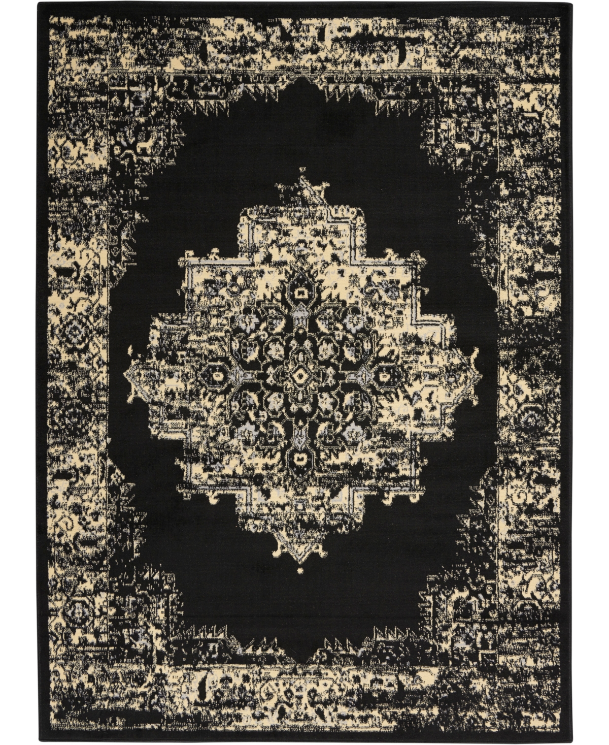 Nourison Home Grafix Grf14 5'3"x7'3" Area Rug In Black