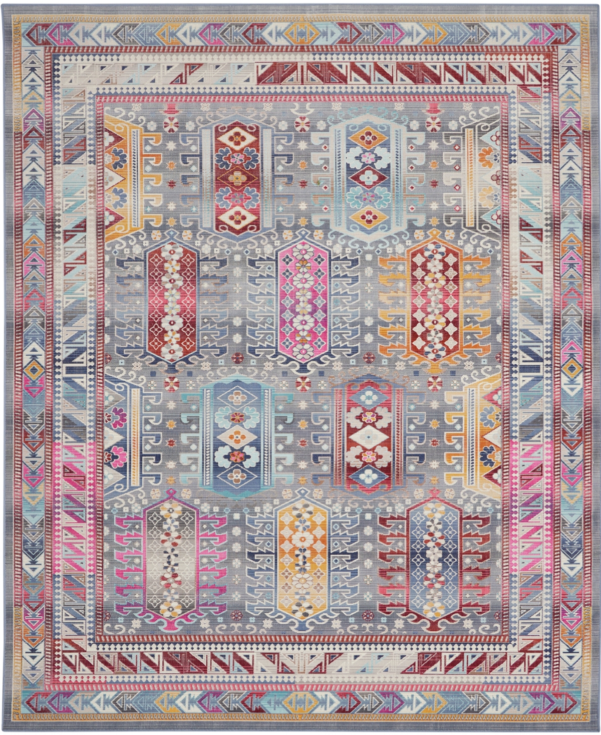 Nourison Home Vintage Kashan Vka06 7'10"x9'10" Area Rug In Gray,multi