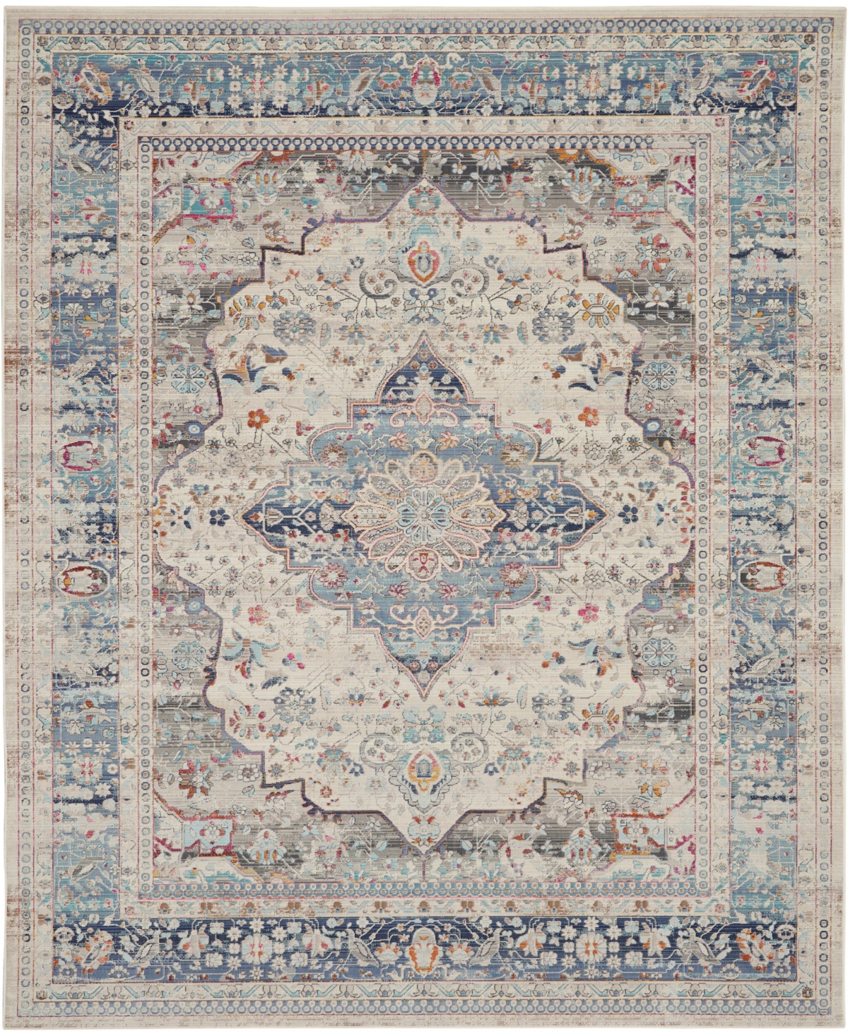 Nourison Home Vintage Kashan Vka07 7'10"x9'10" Area Rug In Ivory,blue