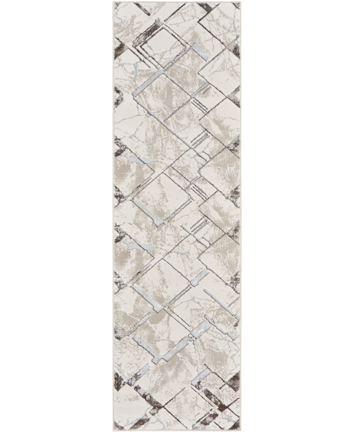 Nourison Home Glitz Glz02 2'3"x7'6" Runner Area Rug In Ivory,gray