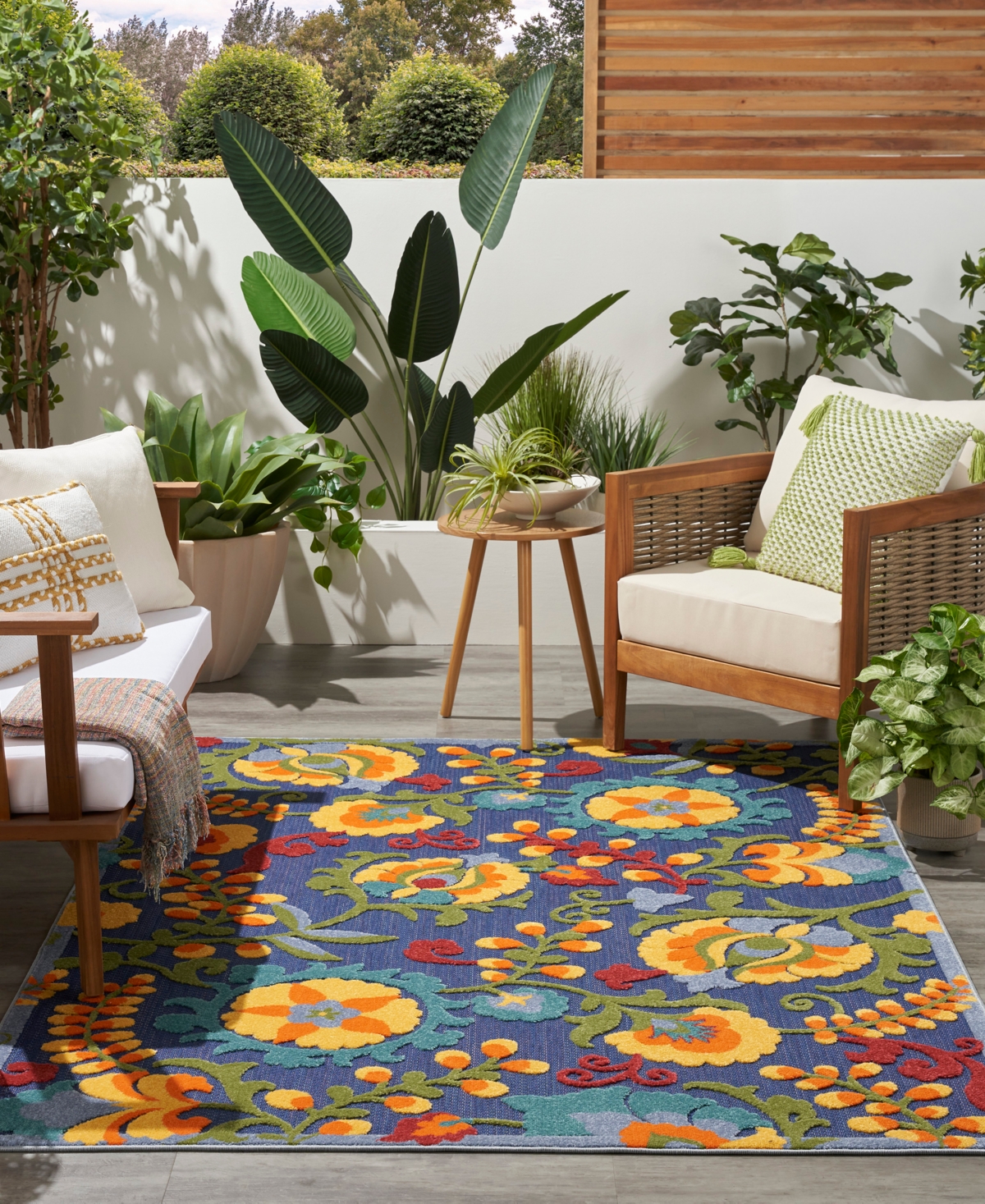 Nourison Home Aloha Alh17 3'6"x5'6" Area Rug In Navy,multi
