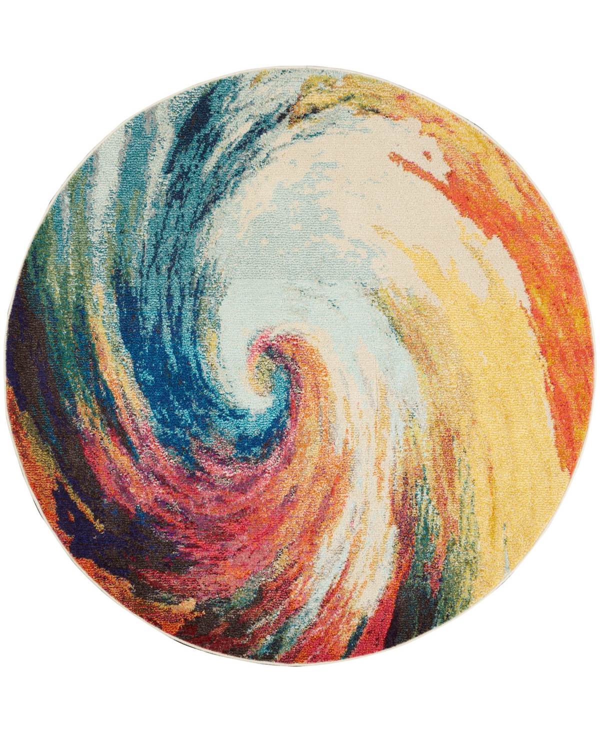 Nourison Home Celestial Ces07 5'3"x5'3" Round Area Rug In Multi,blue