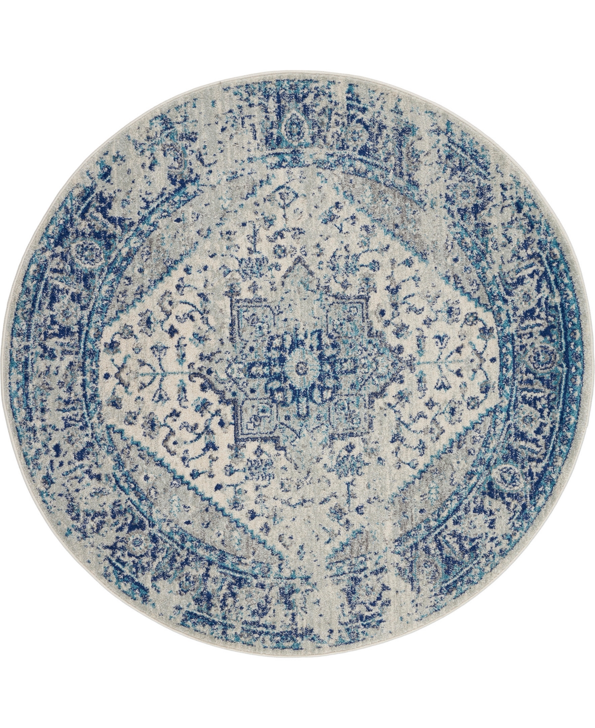 Nourison Home Tranquil Tra06 4'x4' Round Area Rug In Ivory,mist