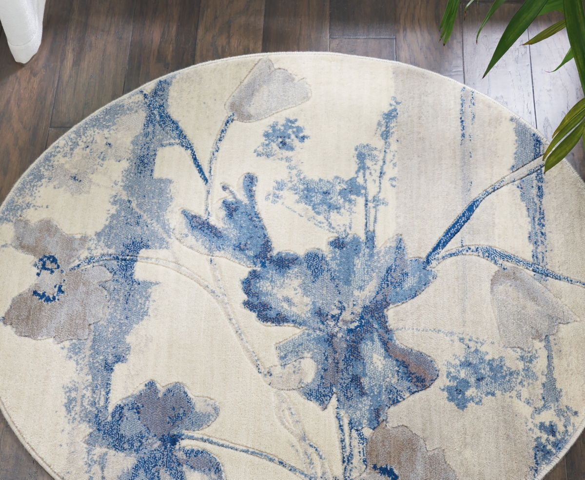 Nourison Home Somerset St18 3'6"x3'6" Round Area Rug In Ivory,blue