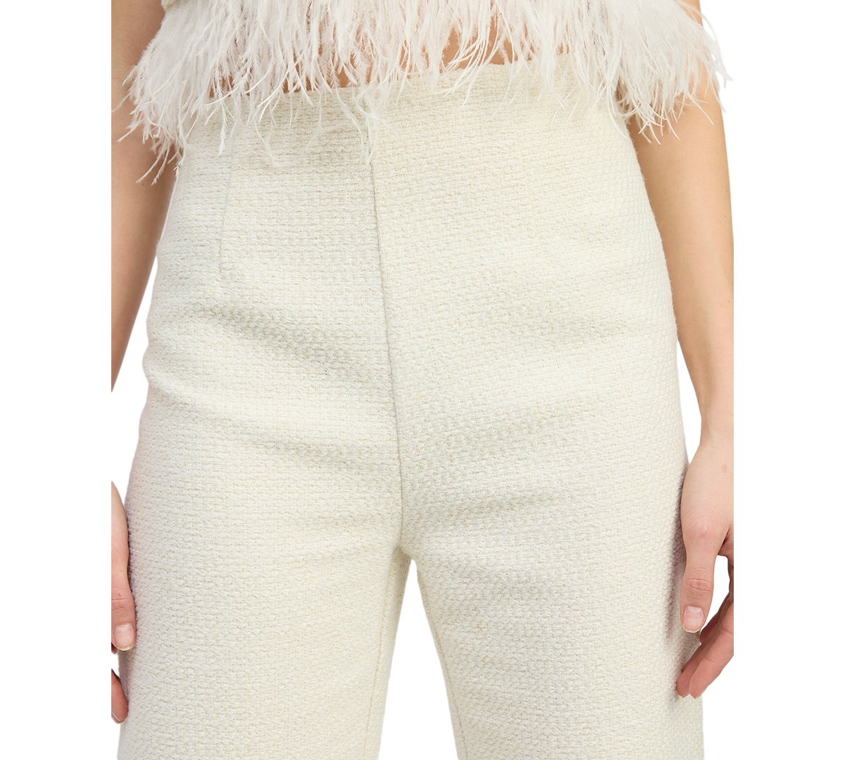 En Saison Women's Arden High-Rise Feather-Trim Pants