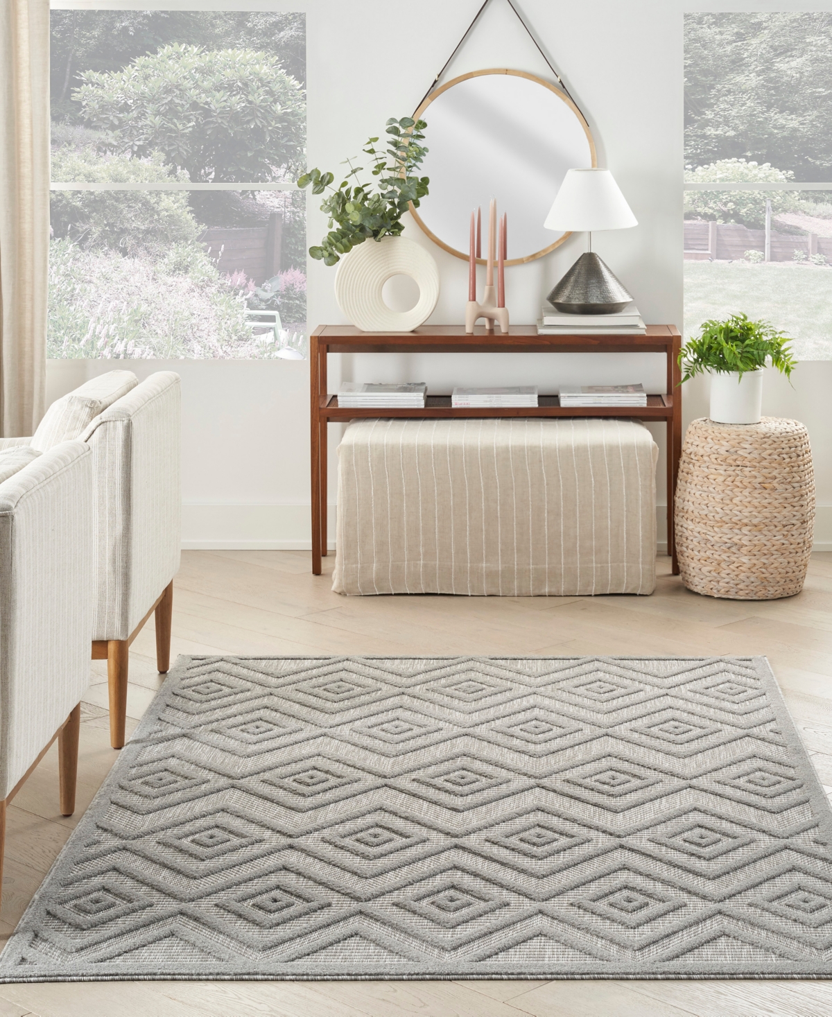 Nourison Home Versatile Nrv01 5'x7' Area Rug In Silver