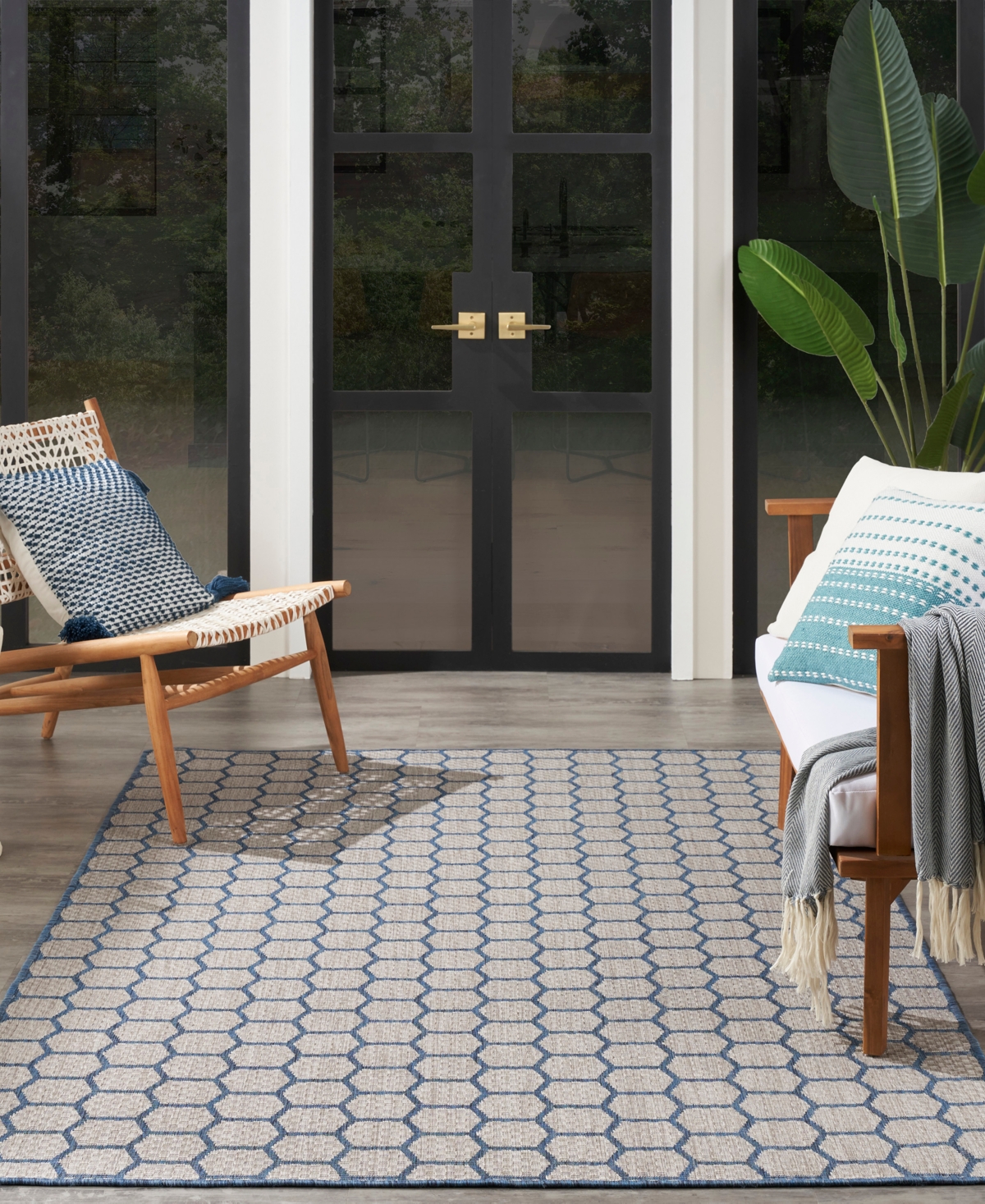 Nourison Home Twist Reversible Tws01 4'x6' Area Rug In Blue