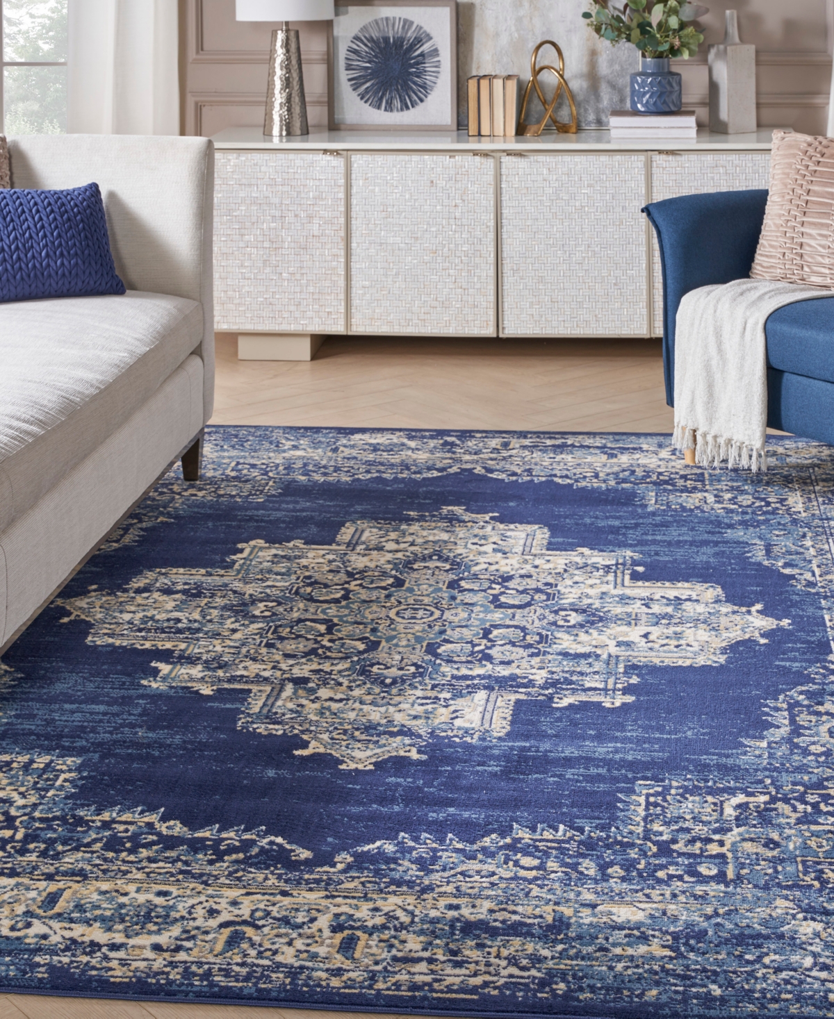 Nourison Home Grafix Grf14 7'x10' Area Rug In Blue