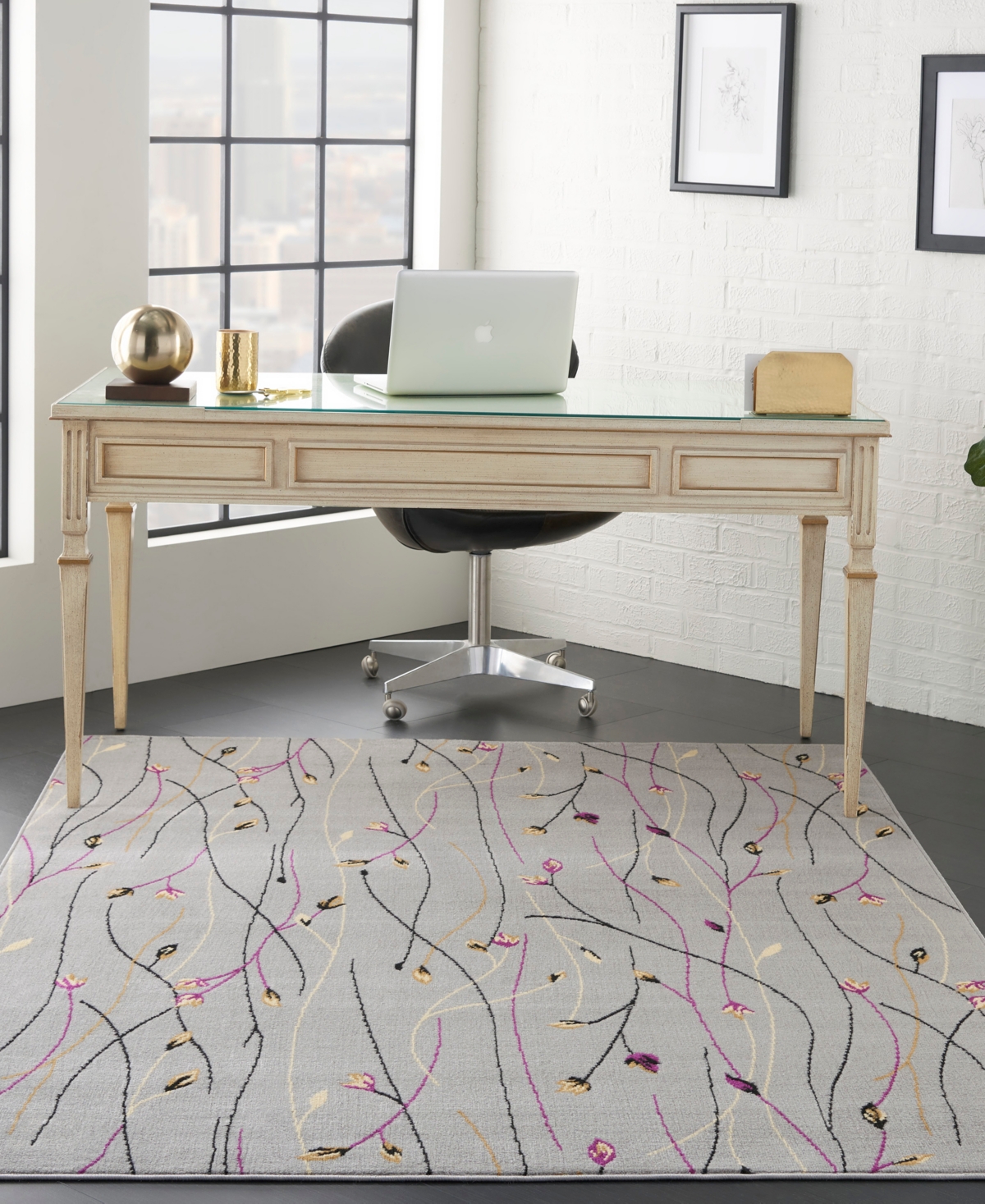 Nourison Home Grafix Grf15 5'3"x7'3" Area Rug In Gray