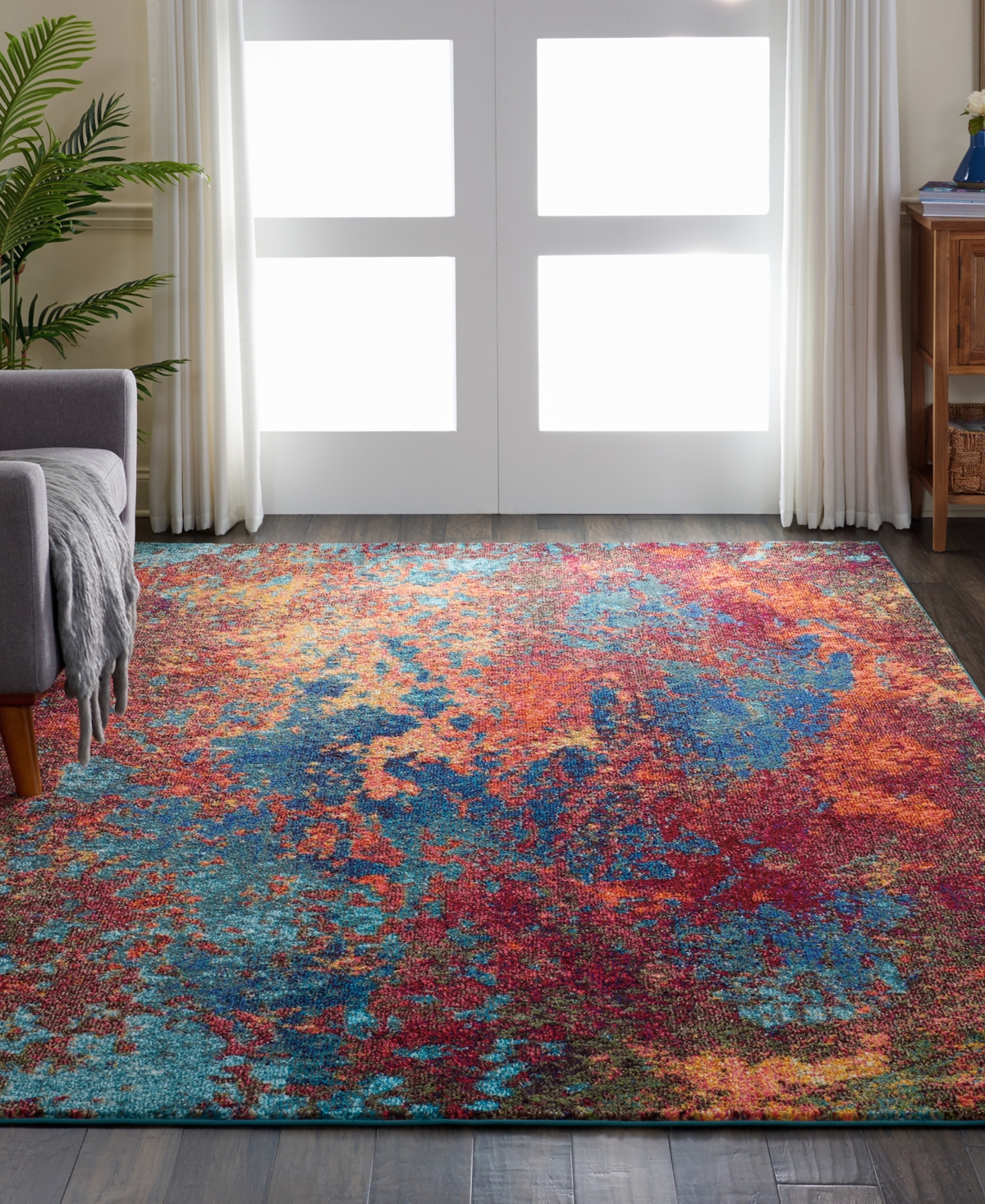 Nourison Home Celestial Ces08 6'7"x9'7" Area Rug In Multi,blue