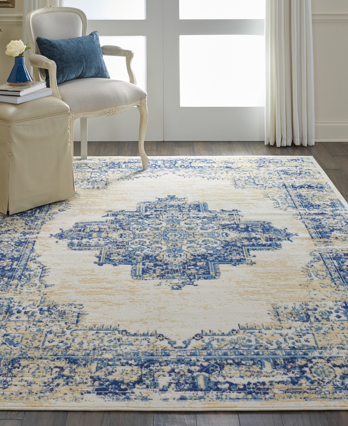Nourison Home Grafix Grf14 6'x9' Area Rug In Blue,white